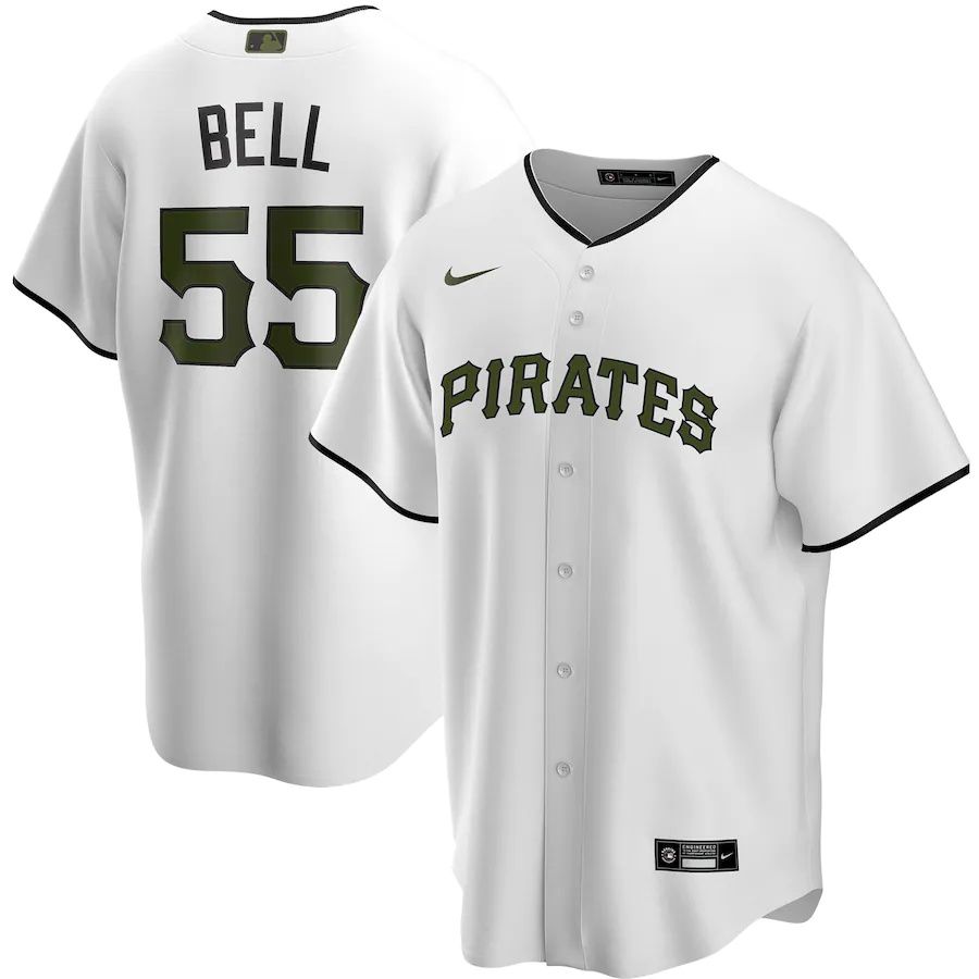 Mens Pittsburgh Pirates #55 Josh Bell Nike White Alternate Replica Player Name MLB Jerseys